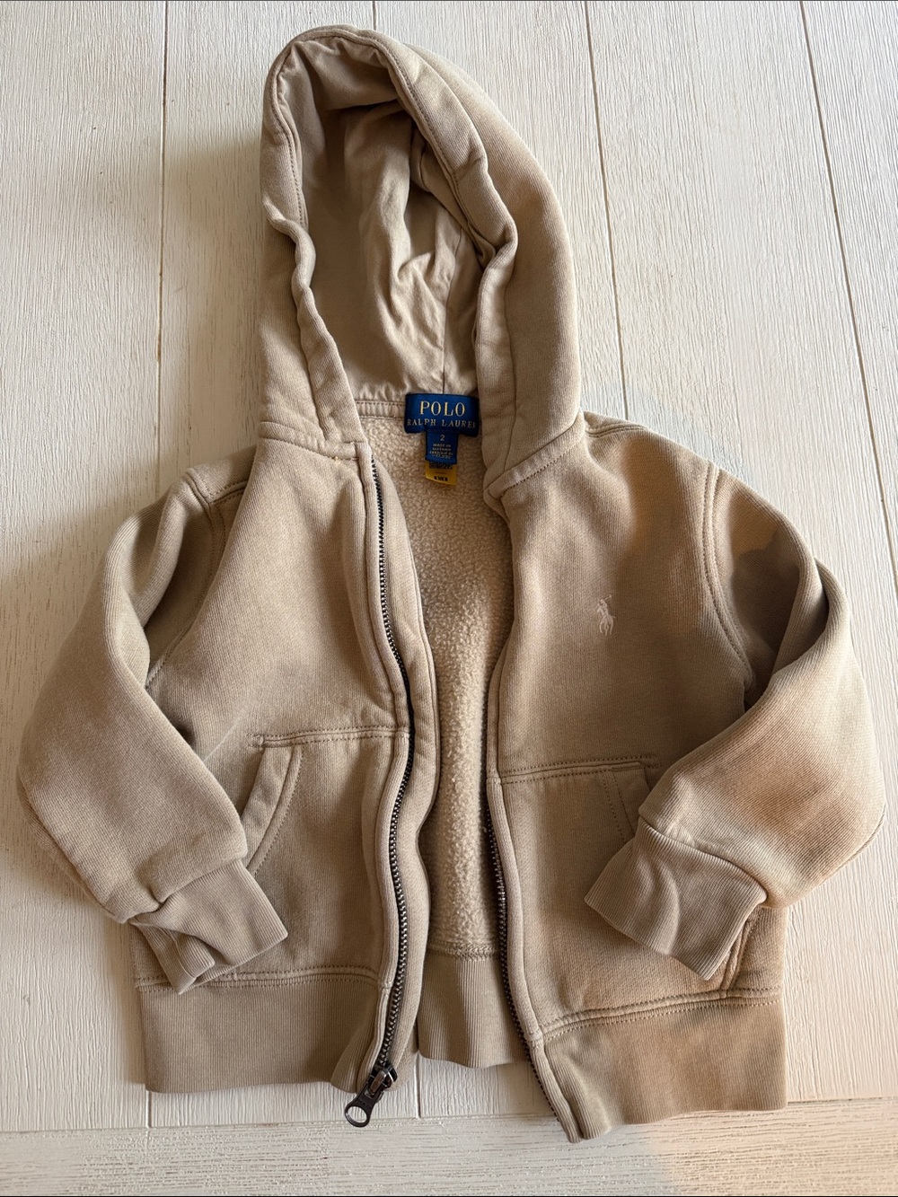 Polo by Ralph Lauren 2T Tan Kids Hooded Zip Sweatshirt